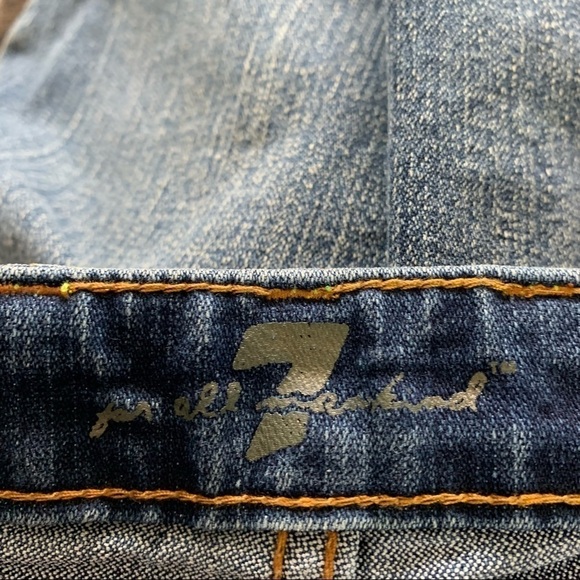 7 For All Mankind Medium Blue Wash Bootcut Capris Jeans Size - Picture 8 of 14